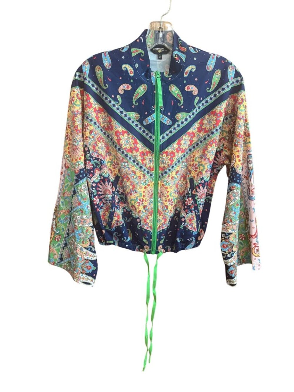 Johnny Was Bee Active Multicolor Zip-Up Jacket XS Drawstring Hem Lightweight